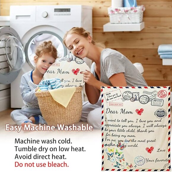 Gifts for Mom Soft Fleece Throw Blanket From DaughterSon Butterfly Letter Design - Picture 4 of 9